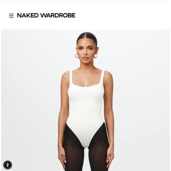 NWT Naked Wardrobe, Scoop Neck Thong Bodysuit, SZ SM, style NW-BOO46-H - Picture 1 of 10